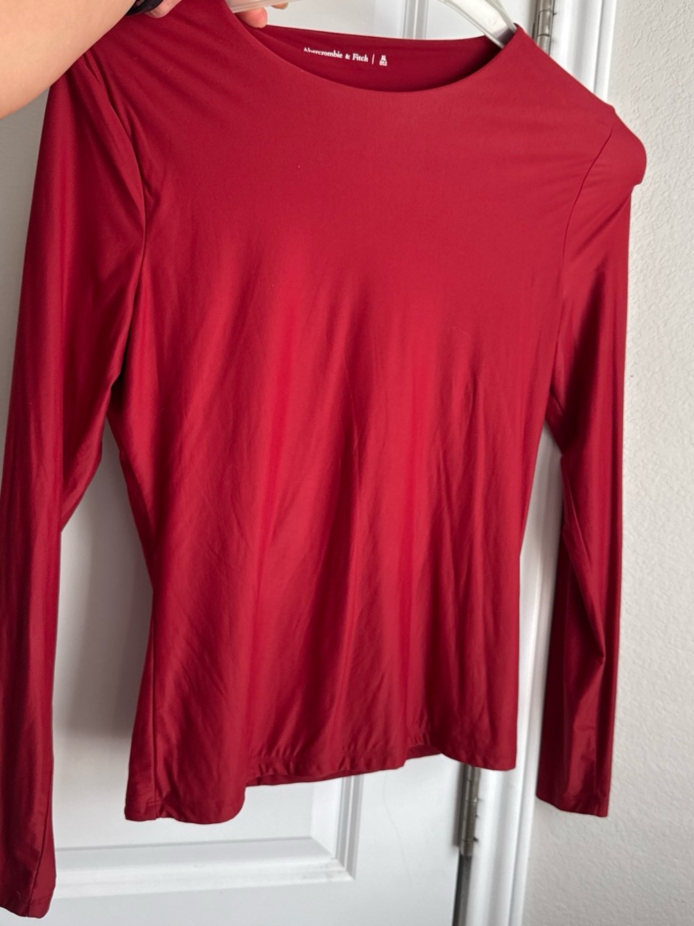 Abercrombie & Fitch Women's Long-Sleeve Crewneck Top — Crimson Red